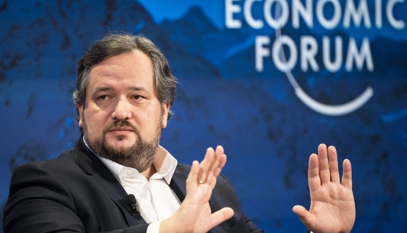 Le patron de la Société générale, Slawomir Krupa, au Forum économique mondial de Davos, en Suisse, 17 janvier 2024.