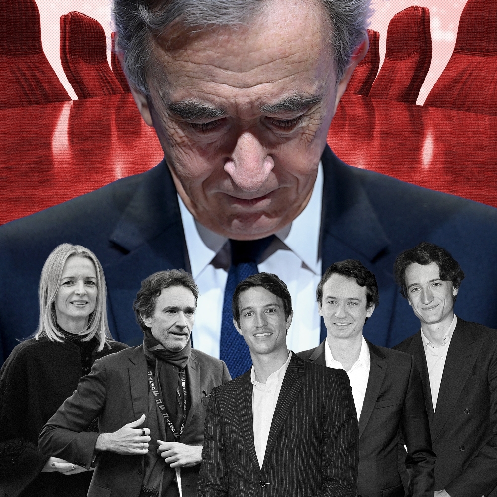 Bernard Arnault et ses enfants, Delphine, Antoine, Alexandre, Frédéric et Jean.