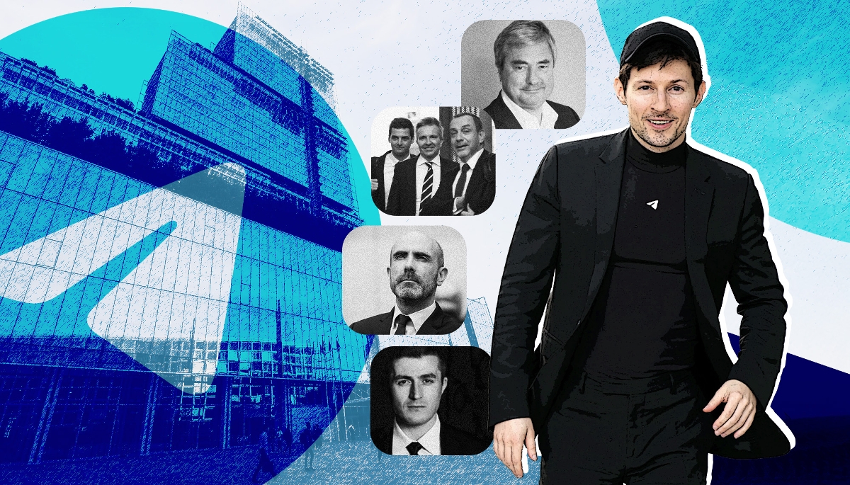 Pavel Durov, le PDG de Telegram. En vignettes, de h. en b. : Olivier Labesse ; Isaac Arnoud, Christophe Ingrain et David-Olivier Kaminski ; Nicolas Lerner ; Lex Fridman.