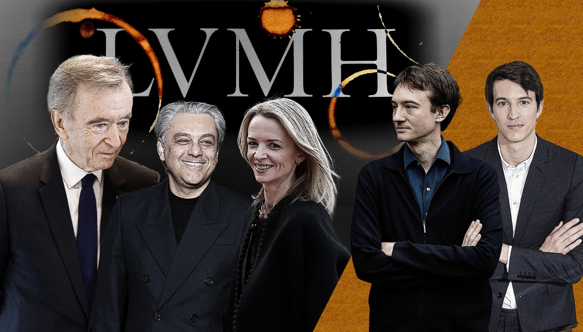 De g. à dr. : Bernard Arnault, Luca de Meo, Delphine Arnault, Frédéric et Alexandre Arnault. 

