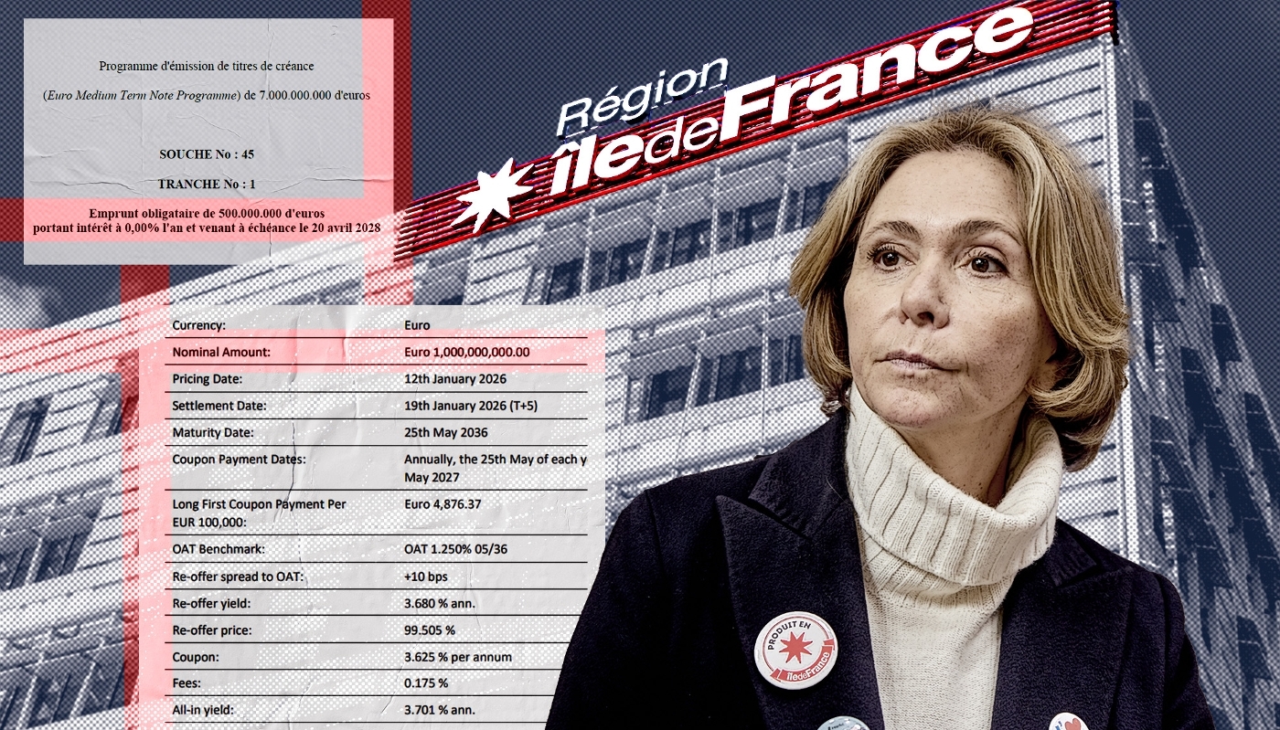 Valérie Pécresse devant le siège de la région Île-de-France.