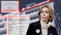 Valérie Pécresse devant le siège de la région Île-de-France.