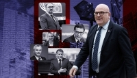 Bruno Bonnell avec, de haut en bas, Dan Jørgensen, Stéphane Séjourné, Massimiliano Picciani, Jean-Luc Alexandre, Emmanuel Macron.