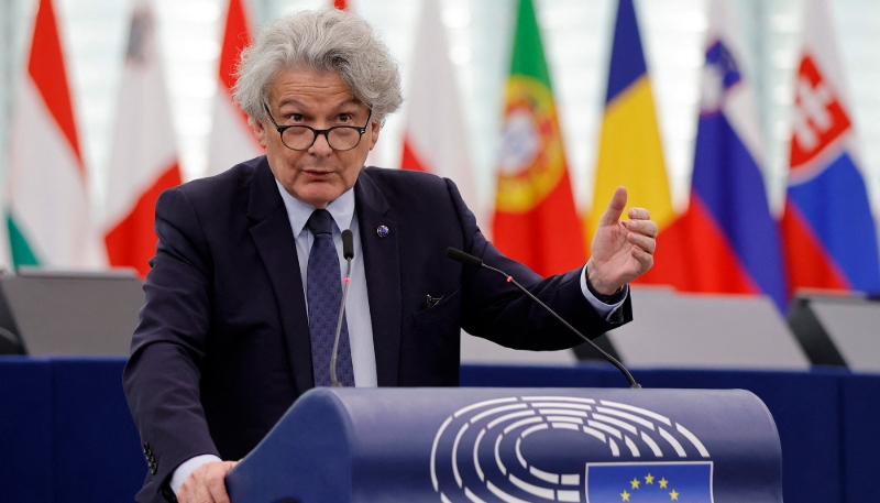 Thierry Breton, commissaire européen chargé du marché intérieur, au Parlement de Strasbourg, en novembre 2023.