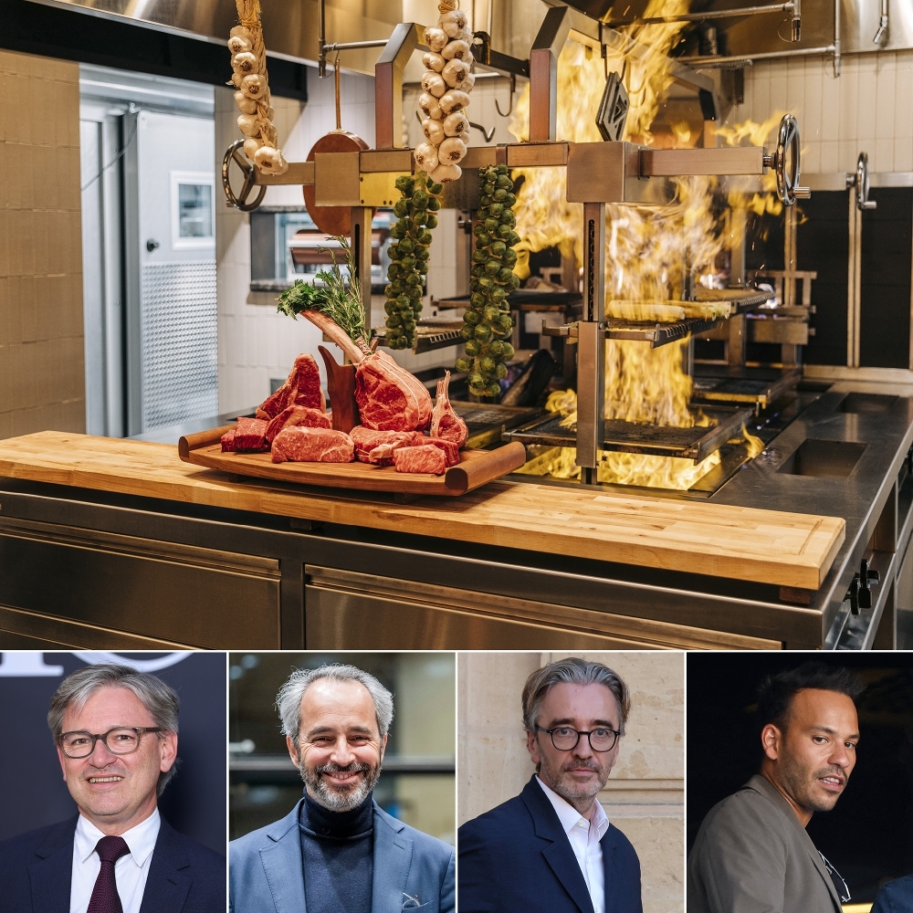 Au-dessous du gril du steakhouse de Daniel Boulud, de g. à dr. : Jean-Charles Tréhan, David Larramendy, Pierre-Antoine Capton et Mohamed Bouhafsi.