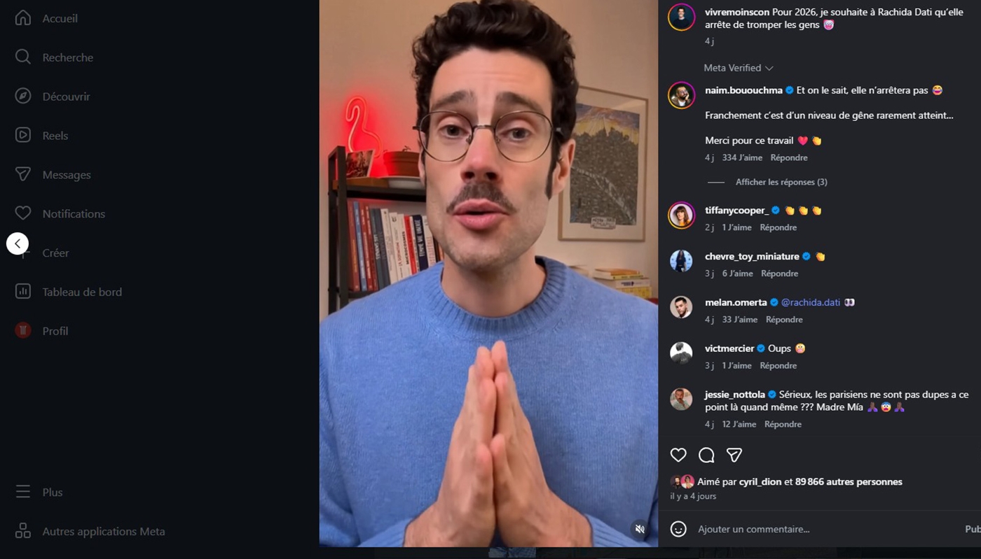 L'influenceur @vivremoinscon, dans une vidéo publiée sur son compte Instagram.