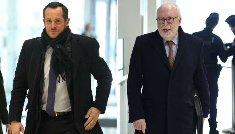 Nicolas Bay et Wallerand de Saint-Just, au tribunal, le 31 mars 2025, lors du procès de Marine Le Pen.
