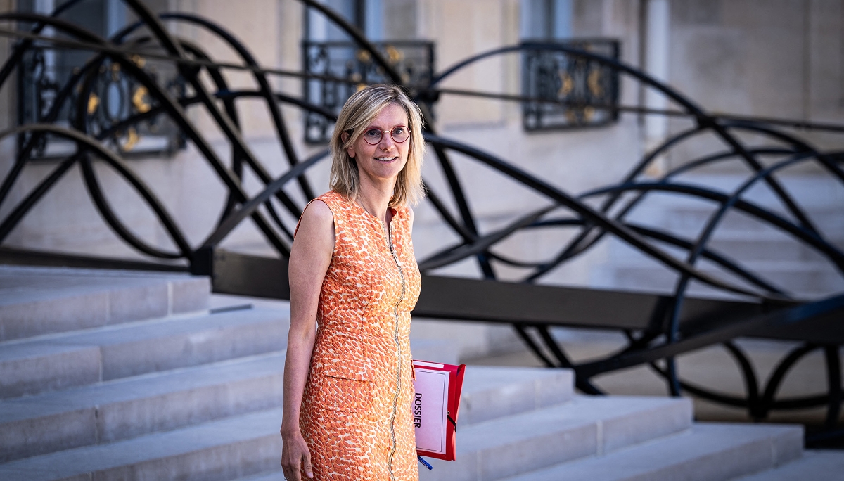Agnès Pannier-Runacher, ministre de la transition écologique, au sortir du conseil des ministres, à l'Élysée, mercredi 27 août 2025.
