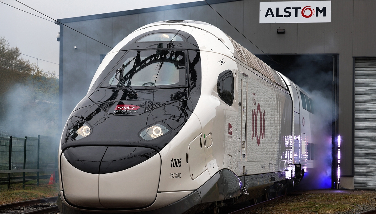 Le TGV M de nouvelle génération de la SNCF, dans l'usine Alstom de Belfort, lors d'une présentation le 29 avril 2024.
