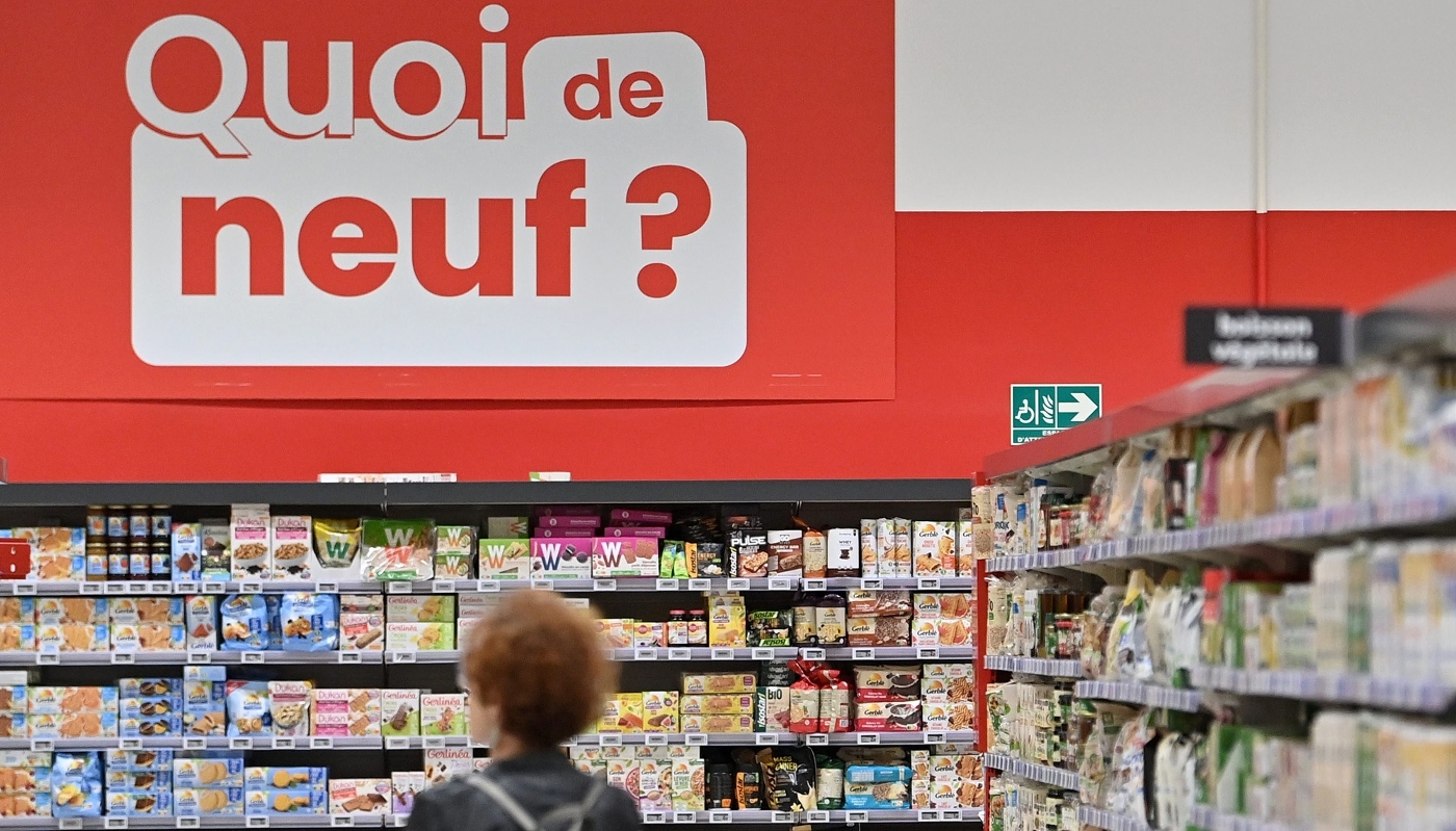 Un rayon de supermarché Auchan.