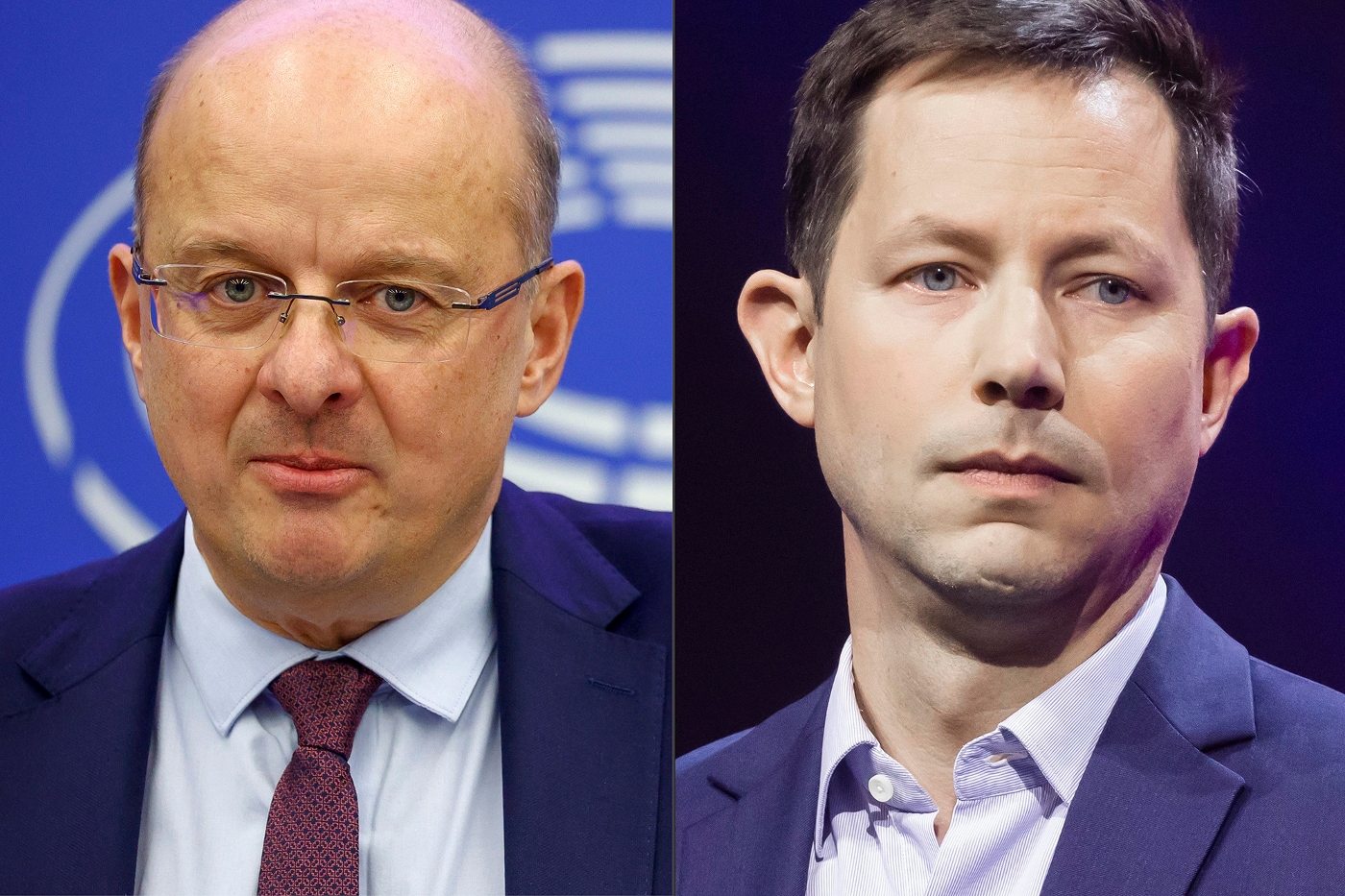Les eurodéputés français Christophe Grudler et Francois-Xavier Bellamy.