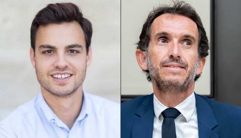 Le directeur général de Supeco, David Aguiar, et le PDG de Carrefour, Alexandre Bompard.