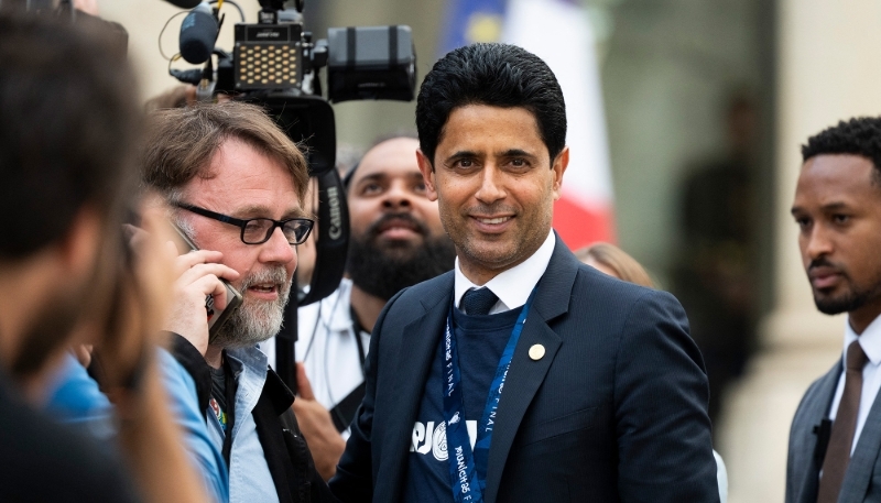 Nasser al-Khelaïfi, à l'Élysée, le 1er juin 2025, au lendemain de la victoire du PSG en Ligue des champions.