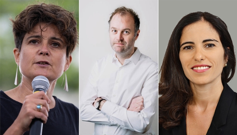 De g. à dr. : l'économiste Anne-Laure Delatte, l'avocat Benoît Huet et la directrice générale déléguée d'Editis Dalila Zein.