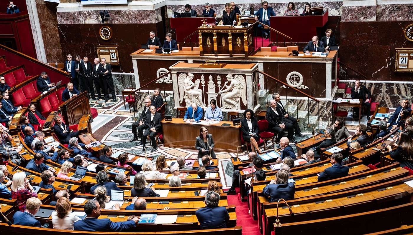 Vue de l'hémicycle de l'Assemblée nationale, le 21 juillet 2026.