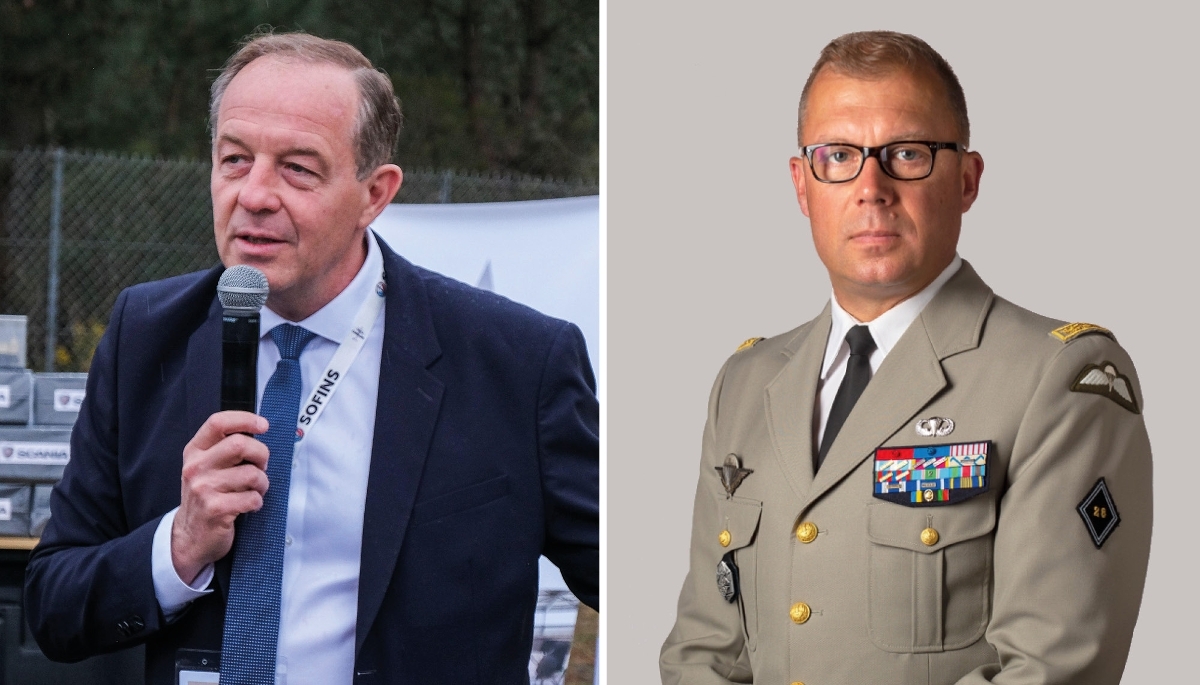 Le président du Cercle de l'arbalète, Benoît de Saint-Sernin, et le général Erwan Rolland.