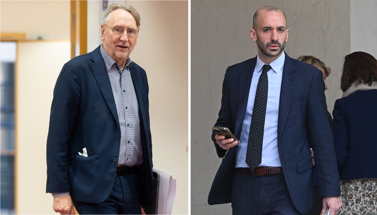 L'eurodéputé allemand Bernd Lange et le ministre français chargé de l'Europe, Benjamin Haddad.