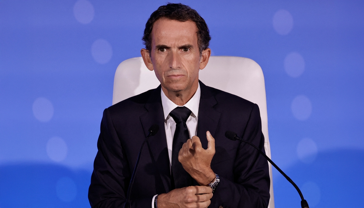 Alexandre Bompard à l'assemblée générale de Carrefour, à Massy, près de Paris, le 28 mai 2025.