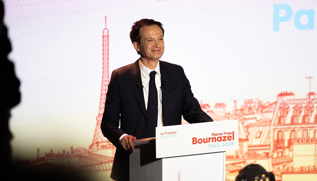 Pierre-Yves Bournazel, lors du lancement de sa campagne pour la mairie de Paris, au Trianon, le 3 juin 2025.