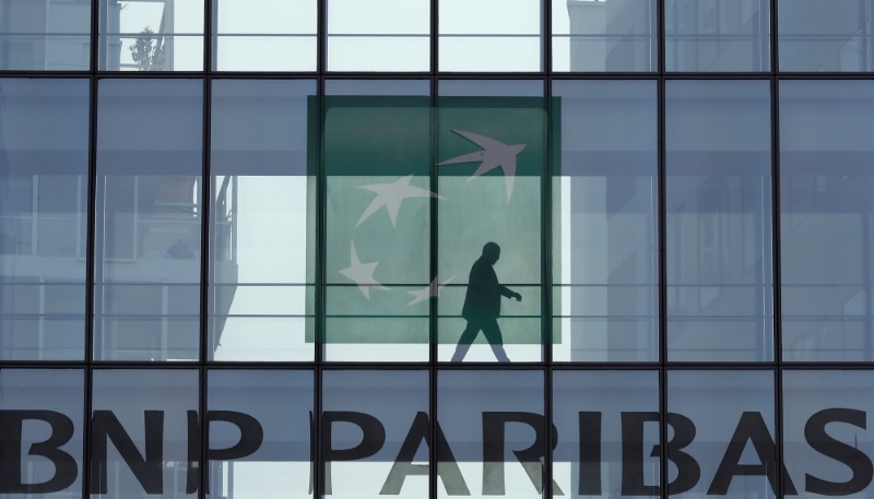 Vue du logo BNP Paribas. 