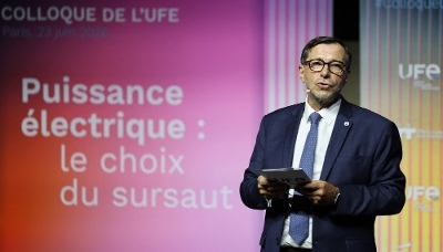 Christian Buchel, président de l'Union française de l'électricité (UFE), lors du 14e congrès de l'UFE à Paris, le 23 juin 2026.