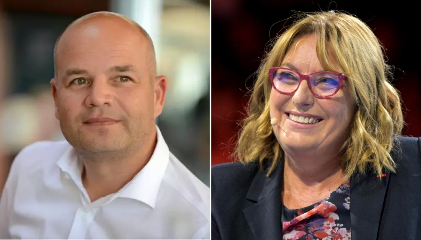 Lionel Canesi, ancien président du Cnoec, et sa successeure, Cécile de Saint Michel.