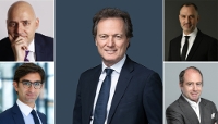 Le fondateur du cabinet d'avocats d'affaires Jérôme Bersay (au centre) et ses associés Mathieu Françon, Julien Anfruns, Guillaume Seligmann et Calmann Bellity (de g. à dr., de haut en bas). 