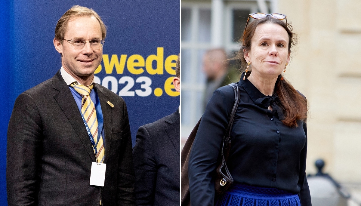 Le diplomate Charles Fries, ici à Stockholm en septembre 2023, et Claire Legras, directrice de cabinet de la ministre des armées, en juin 2026.