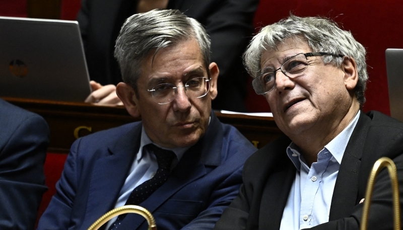 Le rapporteur général du budget, Charles de Courson (à g.), et le président de la commission des finances à l'Assemblée, Éric Coquerel.