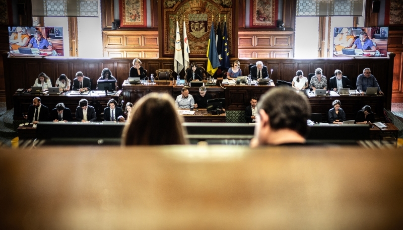 Séance du Conseil de Paris avec, au centre, Anne Hidalgo, en juin 2023.