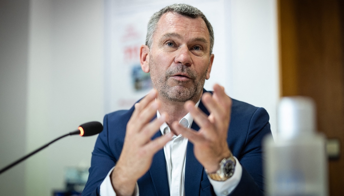 Thierry Cotillard, président du groupement des Mousquetaires, à Paris, le 22 juin 2026.