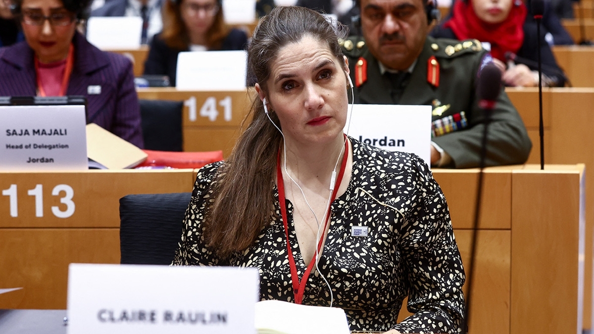La préfète du Lot, Claire Raulin, lorsqu'elle était représentante permanente de la France auprès du Cops de l'UE, au Parlement européen, à Bruxelles, le 21 mars 2023. 