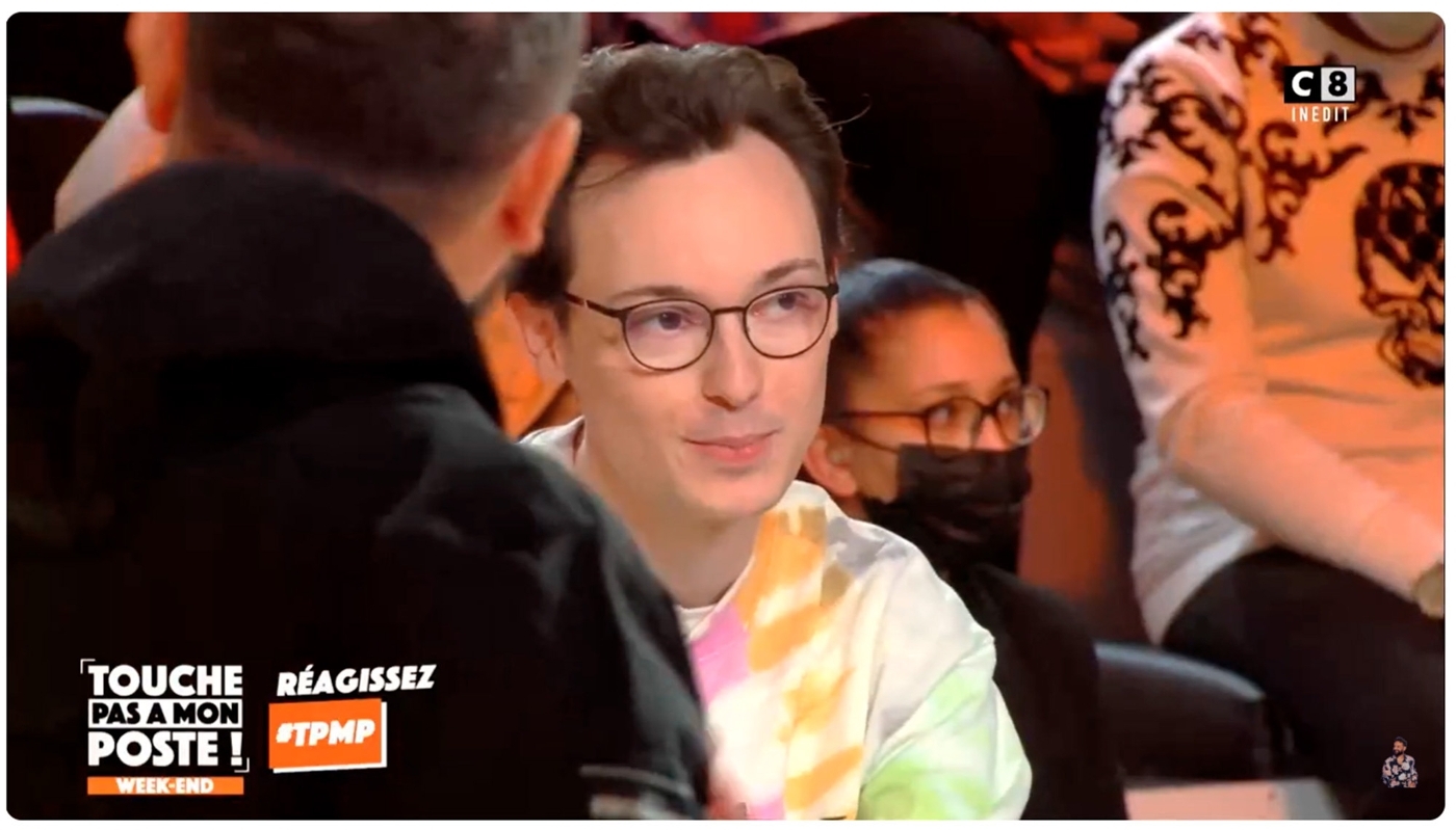 Clément Garin, sur le plateau de l'émission de Cyril Hanouna 'TPMP' (C8), le 23 février 2022.