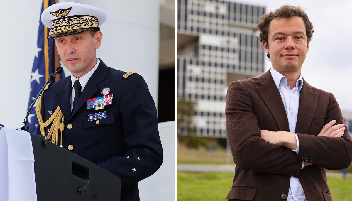 Le général Cyril Carcy, représentant militaire de la France à l'Otan, et Bertrand Rondepierre, directeur de l'Agence ministérielle pour l'intelligence artificielle de la Défense