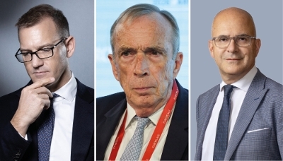 De g. à dr. : Daniel Kretinsky, Alain Papiasse et Jean-Pierre Farges.