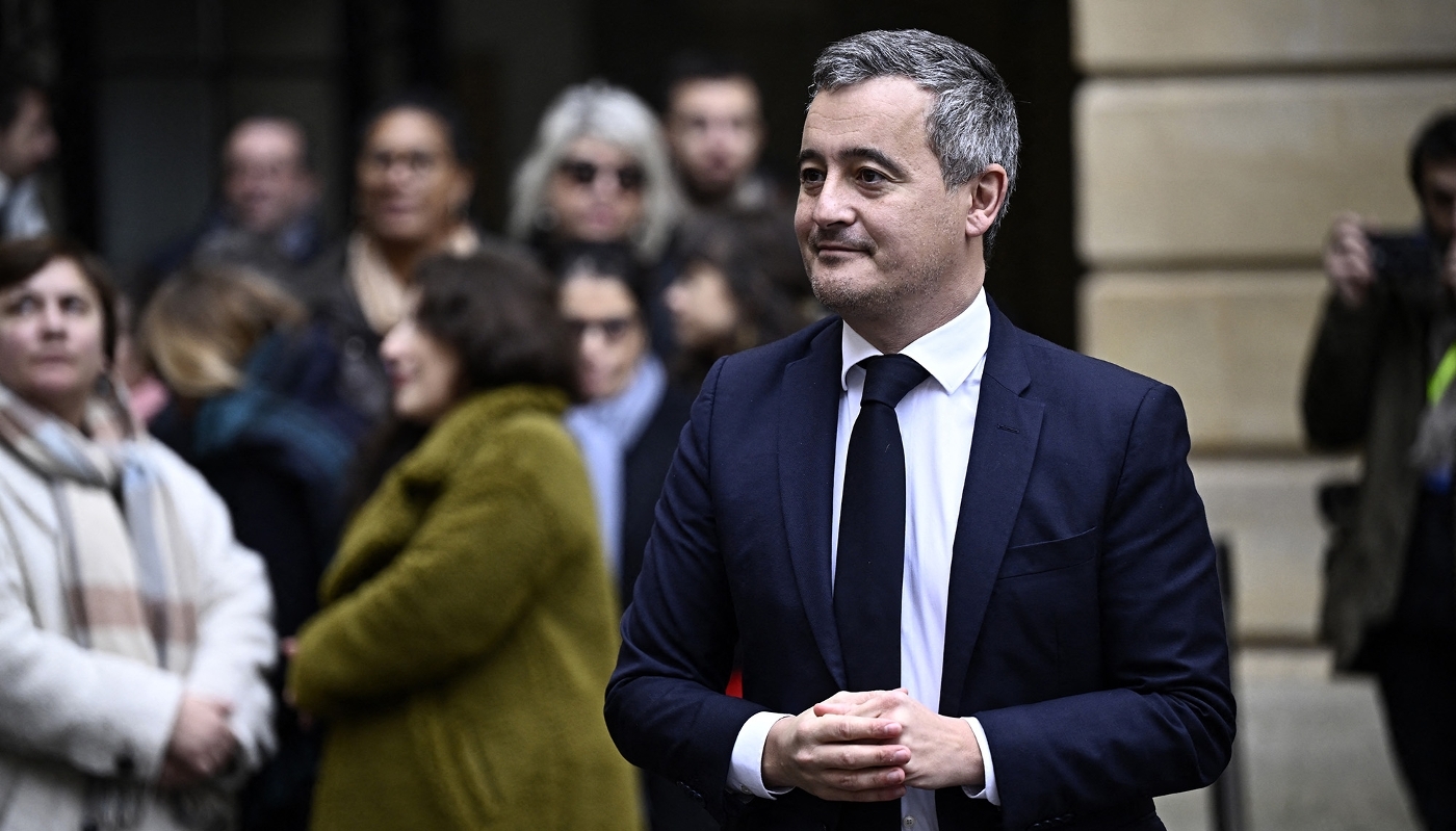 Gérald Darmanin, lors de la cérémonie de passation de pouvoirs, au ministère de la justice, le 24 décembre 2024.