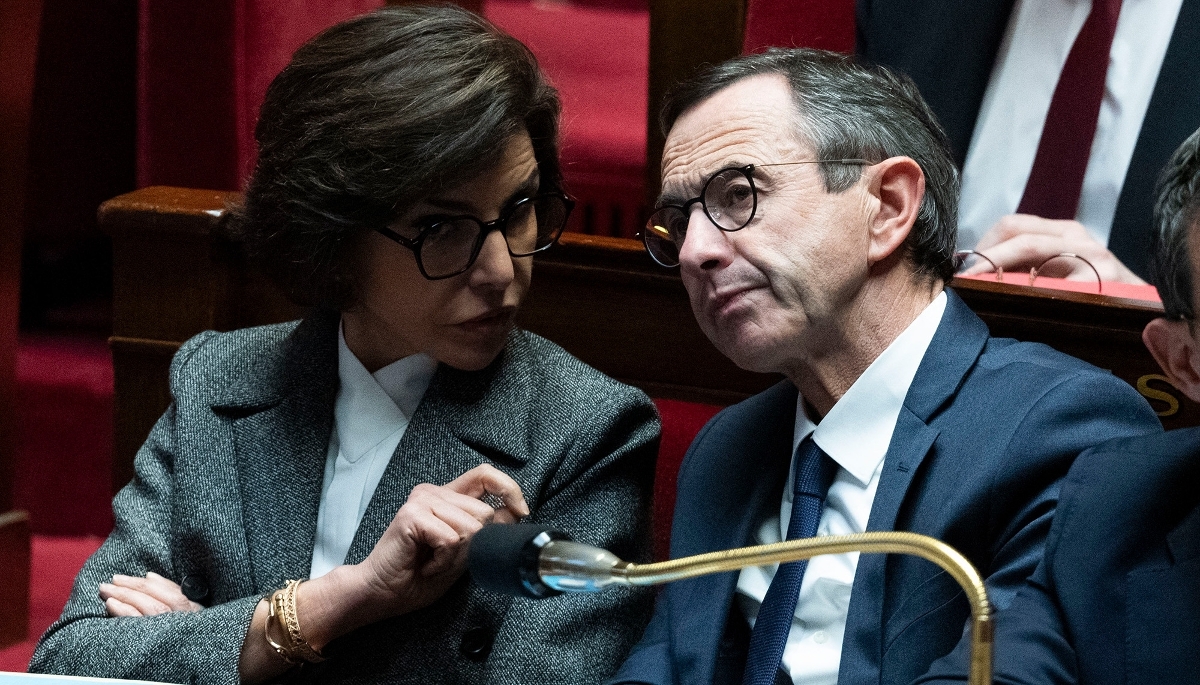 Rachida Dati et Bruno Retailleau, le 5 février 2025, à l'Assemblée nationale, à Paris.