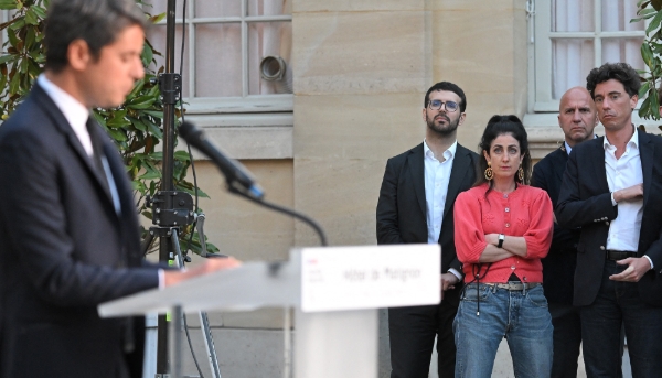 Estelle Denize, lors d'un discours de Gabriel Attal à Matignon, le 7 juillet 2024.