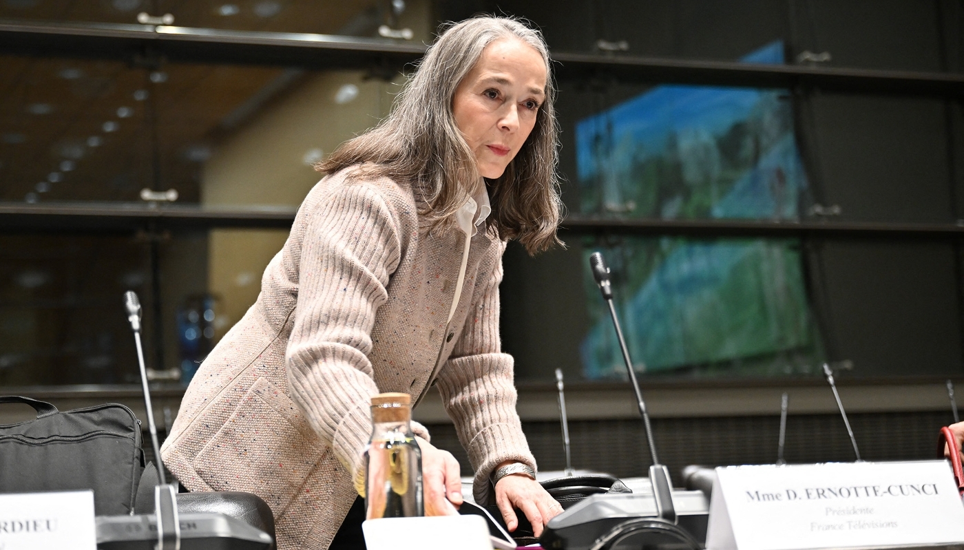 Delphine Ernotte-Cunci, présidente de France Télévisions, avant son audition à l'Assemblée nationale, le 10 décembre 2025, à Paris.