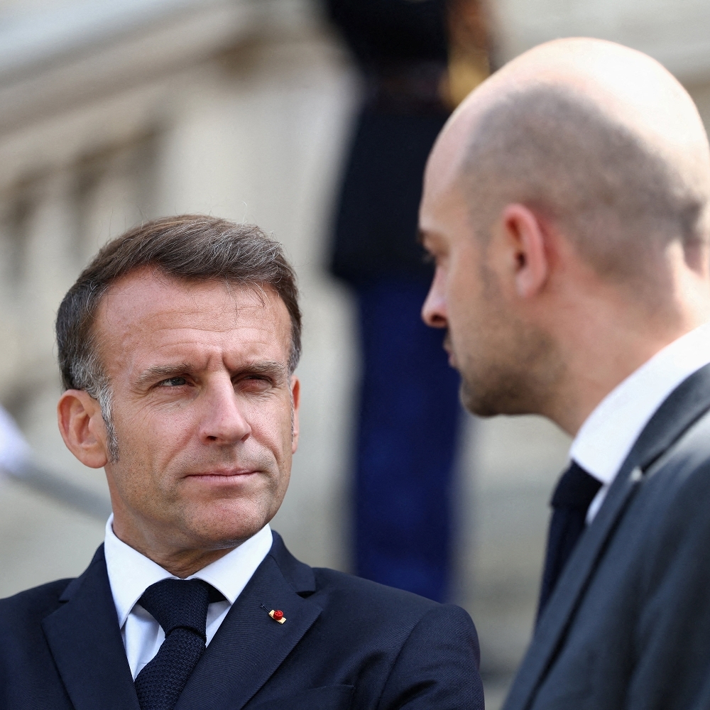 Le président Emmanuel Macron et le ministre des affaires étrangères Jean-Noël Barrot, au Quai d'Orsay, le 13 juillet 2026.