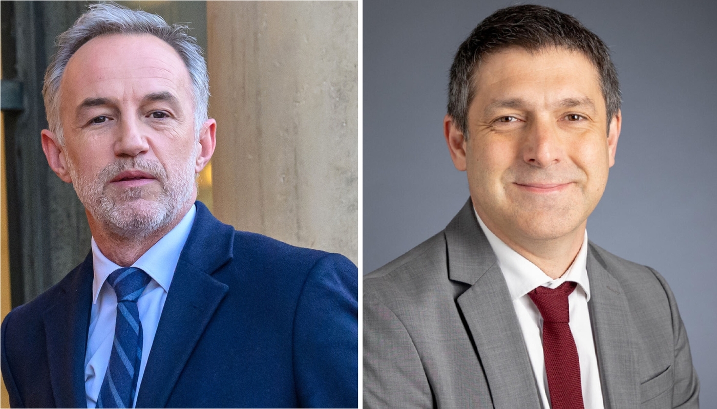 Le maire de Paris Emmanuel Grégoire (à g.) et Adrien Tiberti, candidat communiste à la présidence du Siaap.