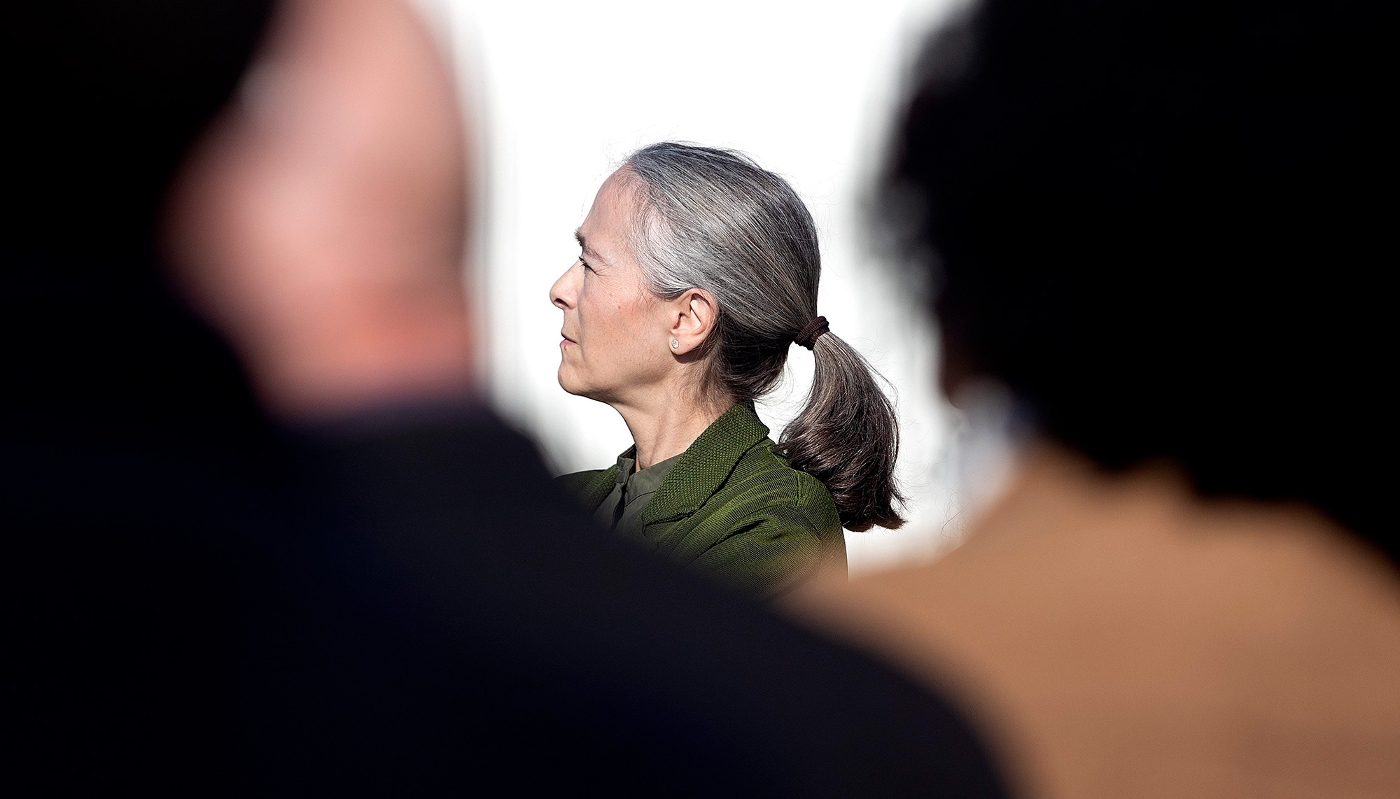 Delphine Ernotte Cunci, à l'inauguration des studios V de France TV, à Vendragues, le 15 novembre 2024.