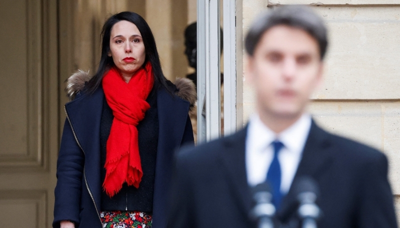 Fanny Anor, lors d'un discours de Gabriel Attal à Matignon, en janvier 2024.