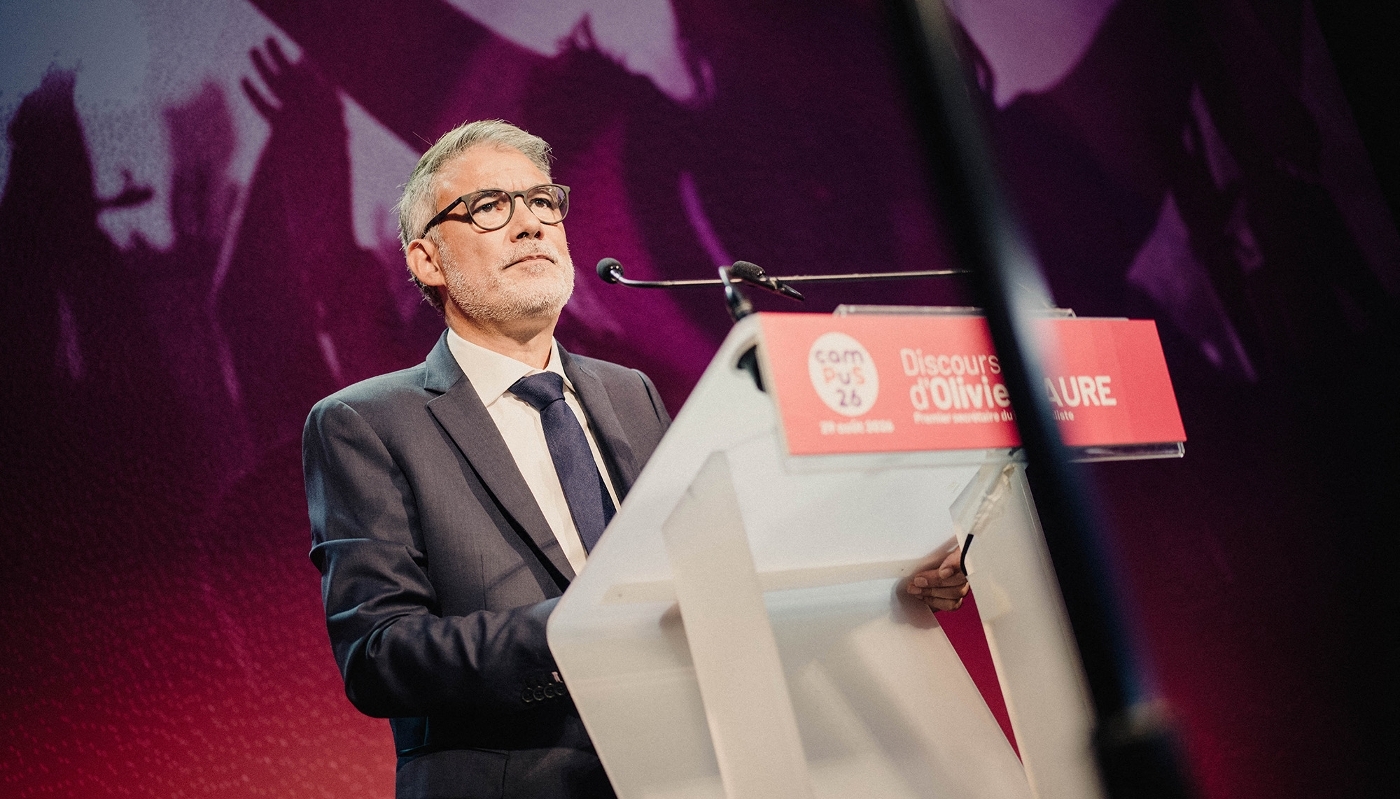 Olivier Faure, lors de son discours prononcé le 29 août 2026 à Blois, à l'occasion de la deuxième journée de Campus 2026 du PS.