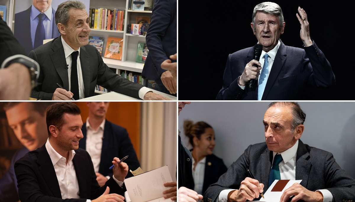 Nicolas Sarkozy, Philippe de Villiers, Jordan Bardella et Éric Zemmour.