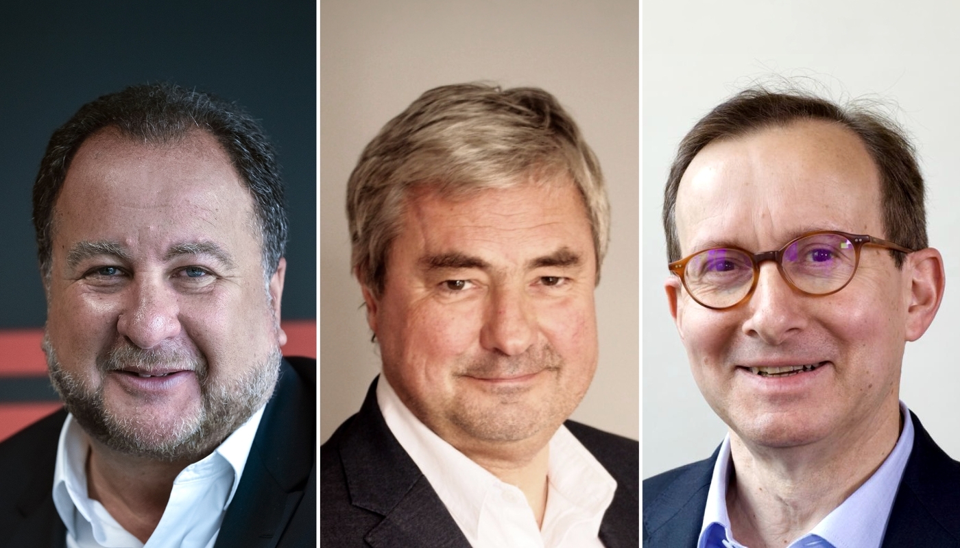 Stéphane Fouks, vice-président d'Havas, Olivier Labesse, président de Primatice, et Vincent de La Vaissière, président de VcomV.
