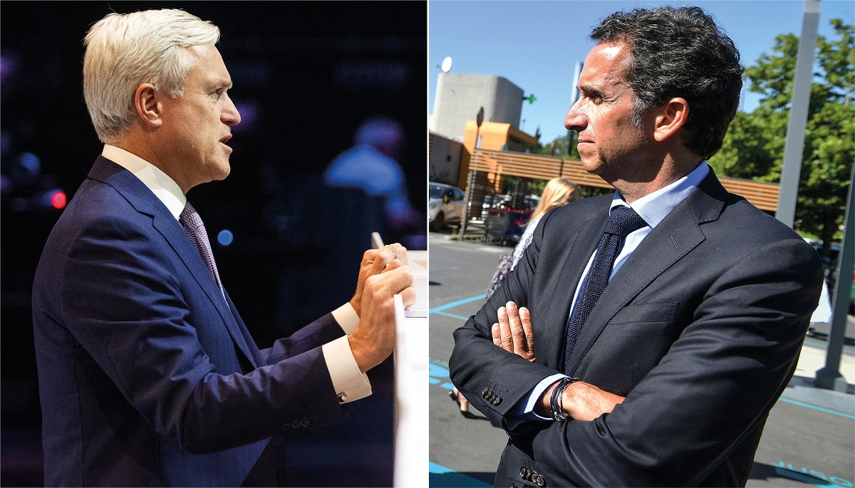 Le PDG d'Ahold Delhaize, Frans Muller (à g.), et celui de Carrefour, Alexandre Bompard.