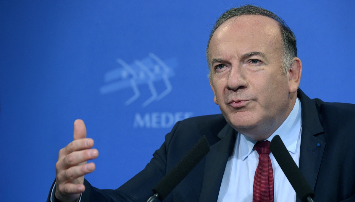 Pierre Gattaz, lors d'une conférence de presse avant l'élection du nouveau président du Medef, le 12 juin 2018.
