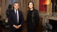 Le ministre de la justice ,Gérald Darmanin, et la procureure de la République anti-criminalité organisée, Vanessa Perrée.