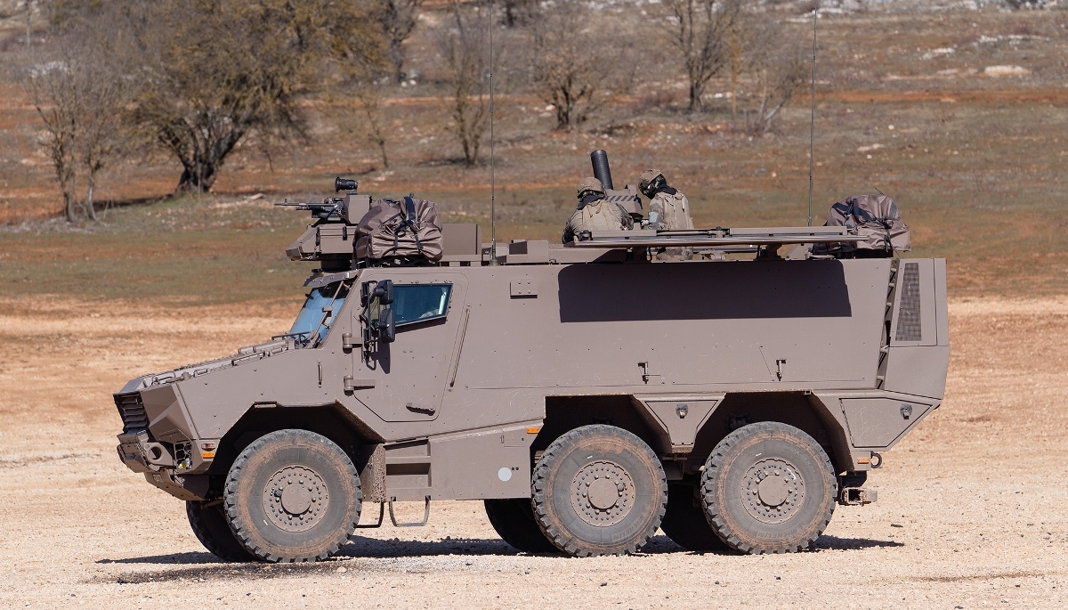 Un véhicule blindé Griffon dans sa version Mepac (mortier embarqué pour l'appui au combat), à Canjuers, en France, le 4 mars 2025.